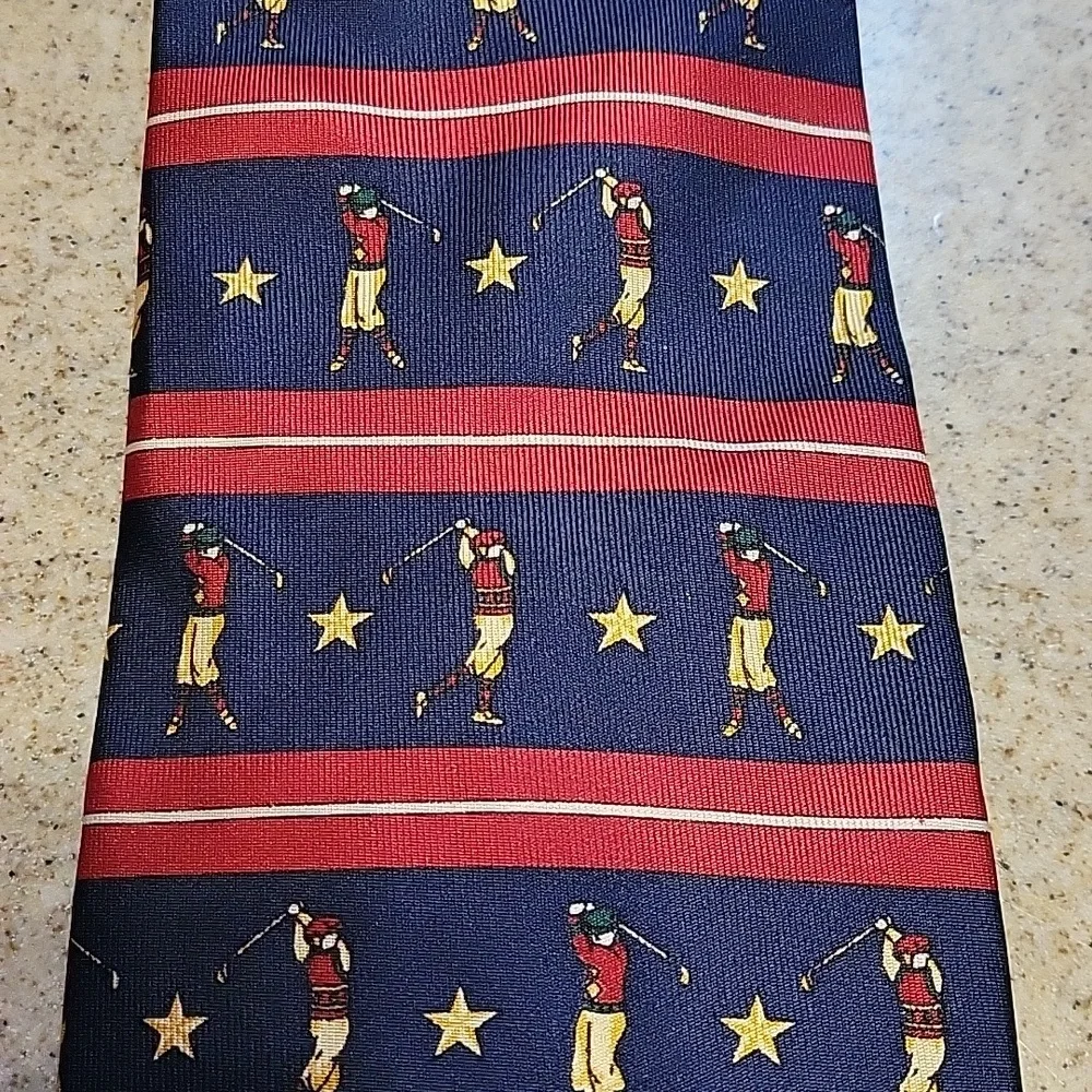 Tommy Hilfiger Vintage 100% Italian Silk Golf Theme Ties 3 Piece Lot Made in USA